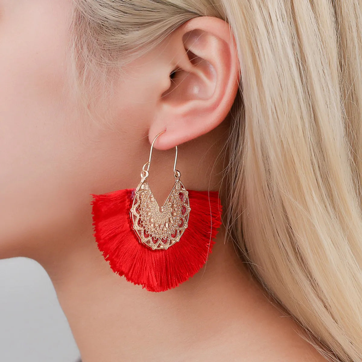 1 Pair Bohemian Sector Plating Metal Alloy Drop Earrings