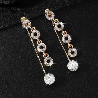 1 Pair Bohemian Simple Style Round Tassel Inlay Zinc Alloy Rhinestones Drop Earrings