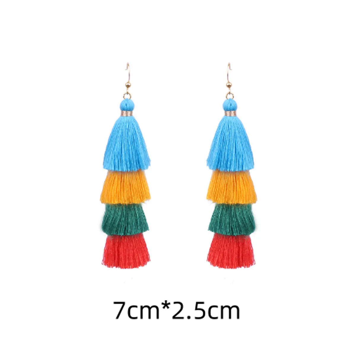 1 Pair Bohemian Solid Color Tassel Zinc Alloy Drop Earrings