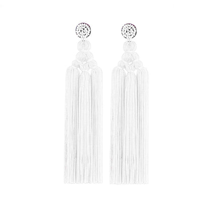 1 Pair Bohemian Tassel Braid Beaded Polyester Drop Earrings