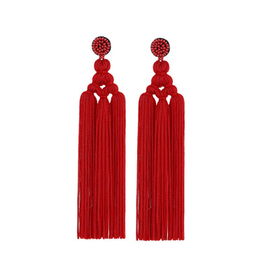 1 Pair Bohemian Tassel Braid Beaded Polyester Drop Earrings