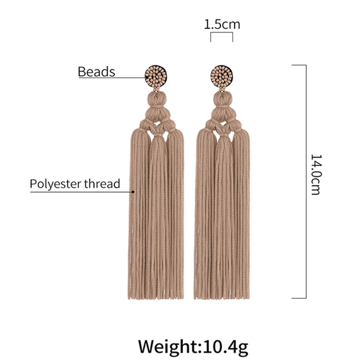 1 Pair Bohemian Tassel Braid Beaded Polyester Drop Earrings