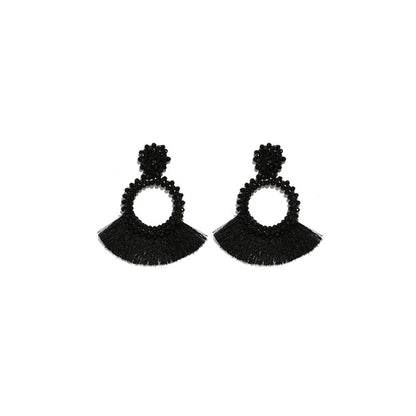 1 Pair Bohemian Tassel Hollow Out Plastic Resin Drop Earrings