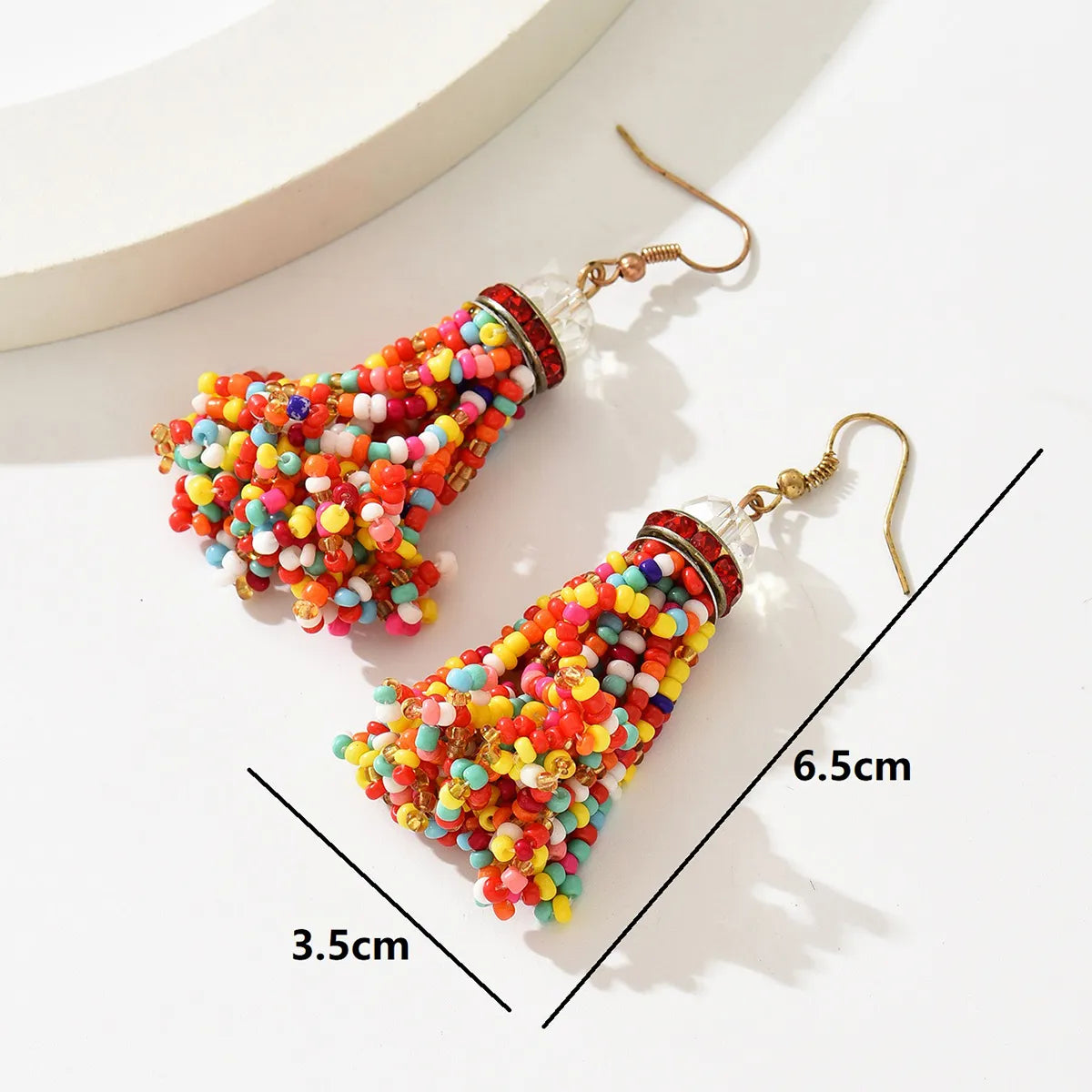 1 Pair Bohemian Tassel Plastic Seed Bead Chandelier Earrings