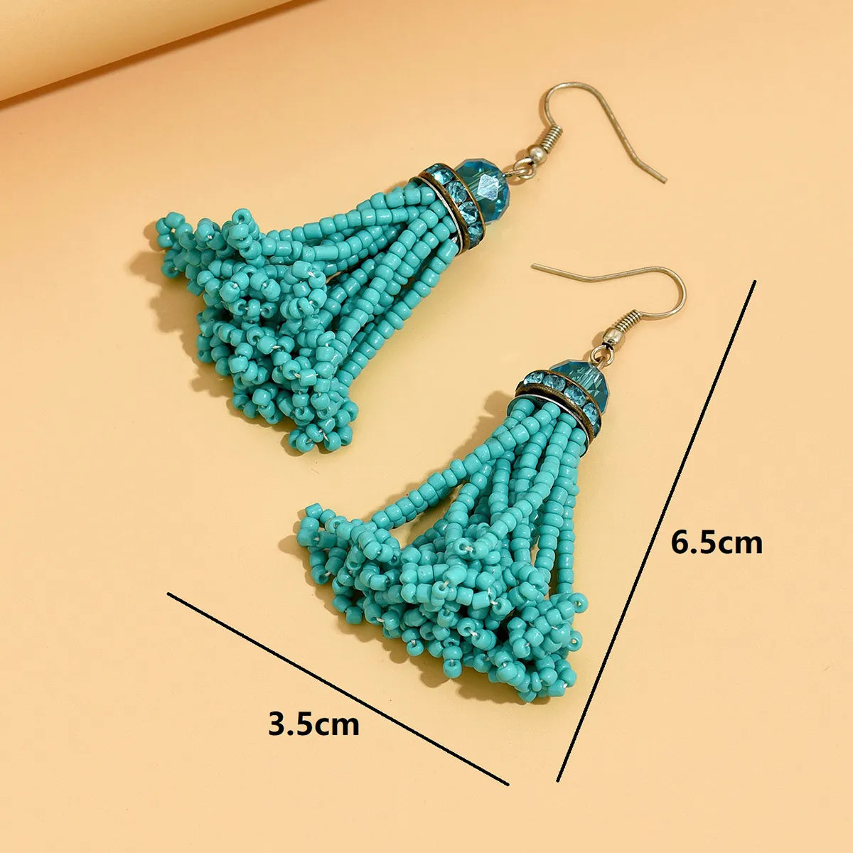 1 Pair Bohemian Tassel Plastic Seed Bead Chandelier Earrings