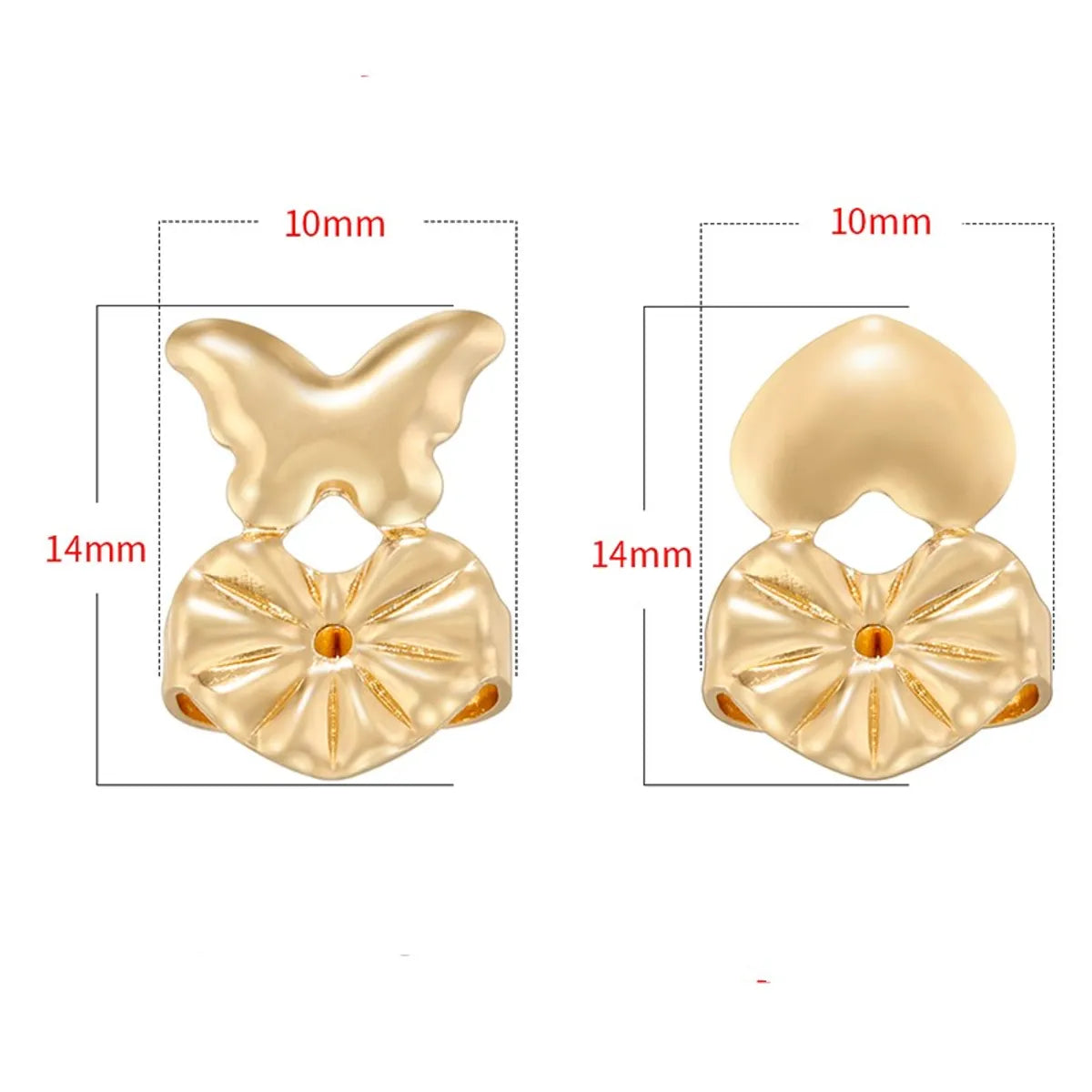 1 Pair Brass Heart Shape Butterfly Earplug Casual Simple Style Classic Style