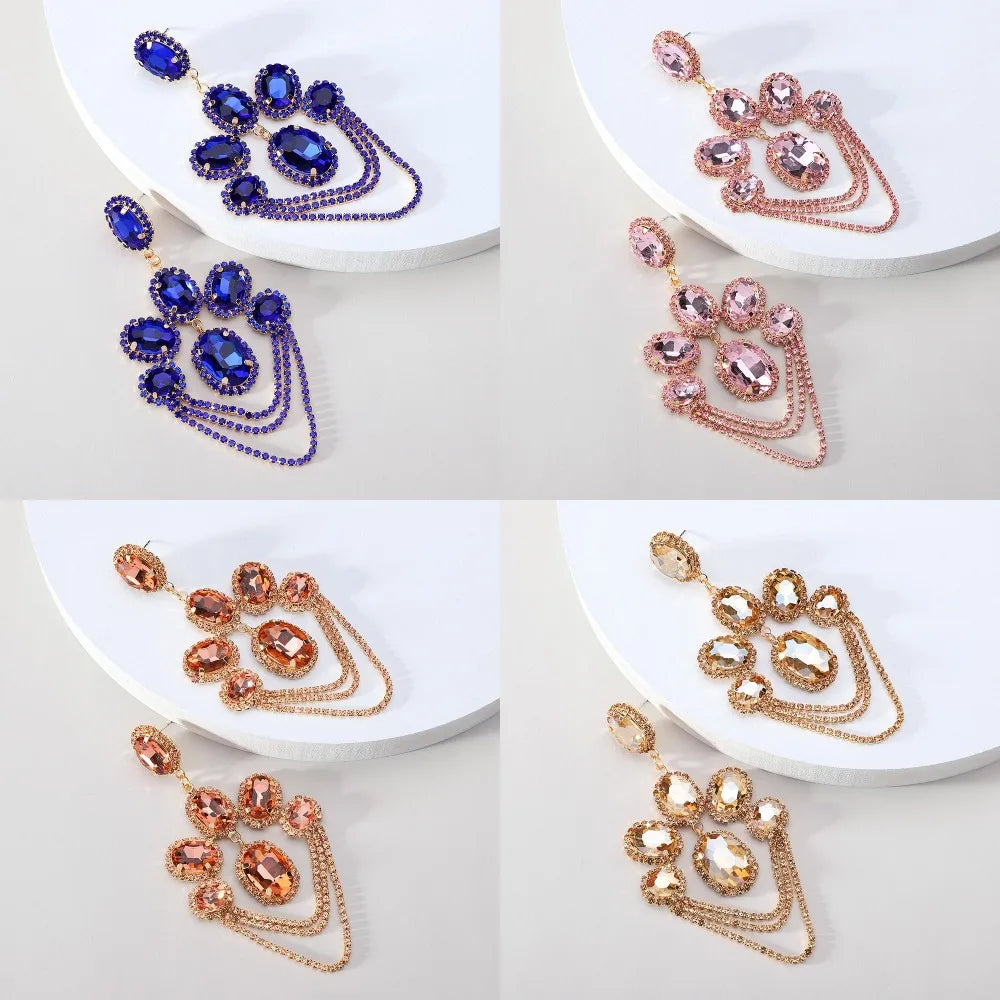 1 Pair British Style Geometric Glass Plating Artificial Gemstones Women'S Earrings