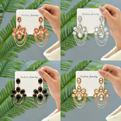 1 Pair British Style Geometric Glass Plating Artificial Gemstones Women'S Earrings