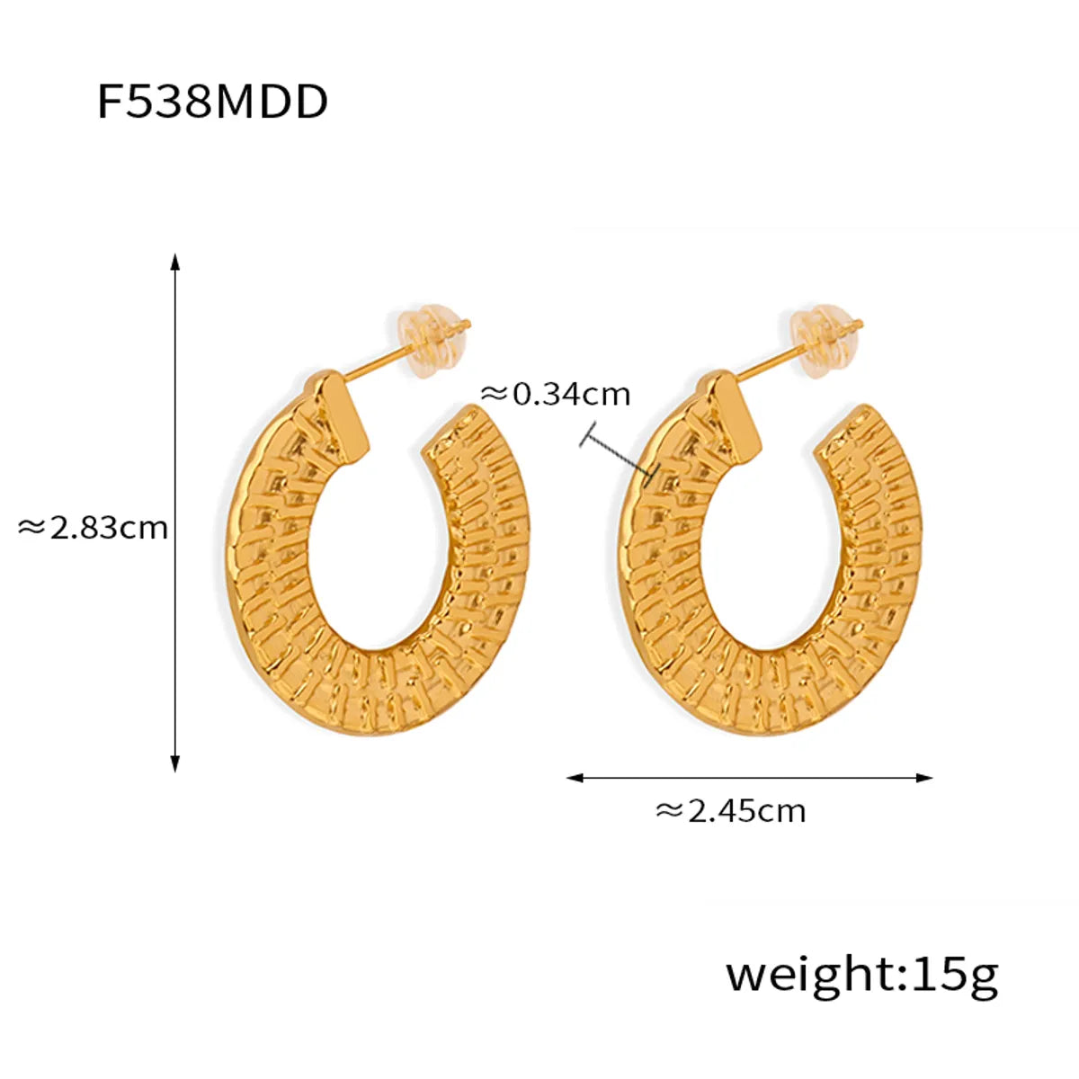 1 Pair British Style Geometric Solid Color Plating Titanium Steel 18k Gold Plated Ear Studs