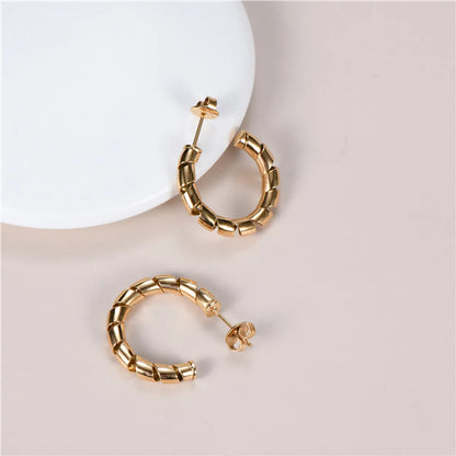 1 Pair Business Simple Style Shiny Semicircle Polishing Plating Stainless Steel 18k Gold Plated Earrings