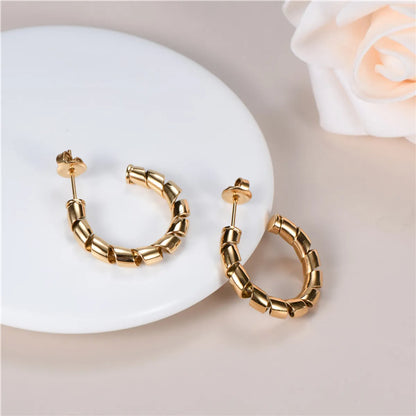 1 Pair Business Simple Style Shiny Semicircle Polishing Plating Stainless Steel 18k Gold Plated Earrings