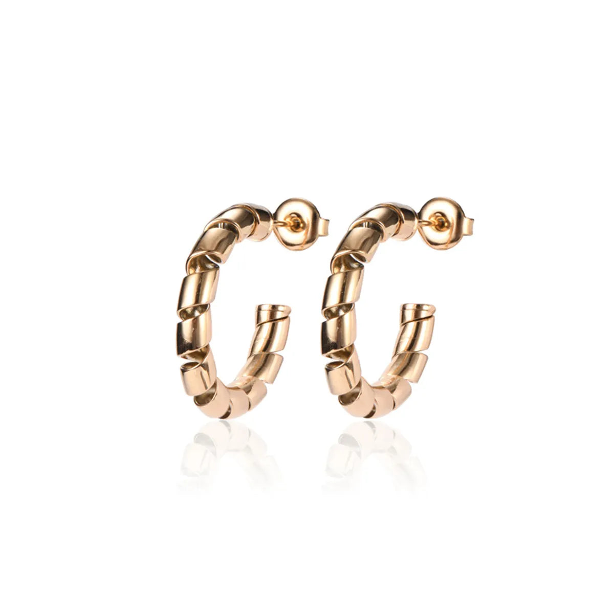 1 Pair Business Simple Style Shiny Semicircle Polishing Plating Stainless Steel 18k Gold Plated Earrings