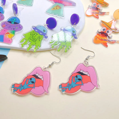 1 Pair Cartoon Style Alien Ufo Arylic Drop Earrings