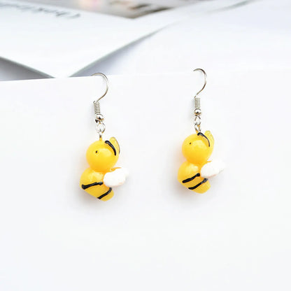 1 Pair Cartoon Style Animal Resin Plating Women'S Drop Earrings