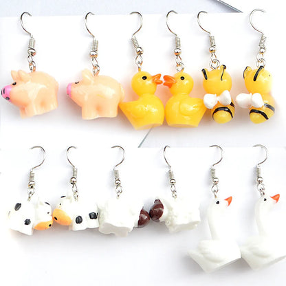 1 Pair Cartoon Style Animal Resin Plating Women'S Drop Earrings