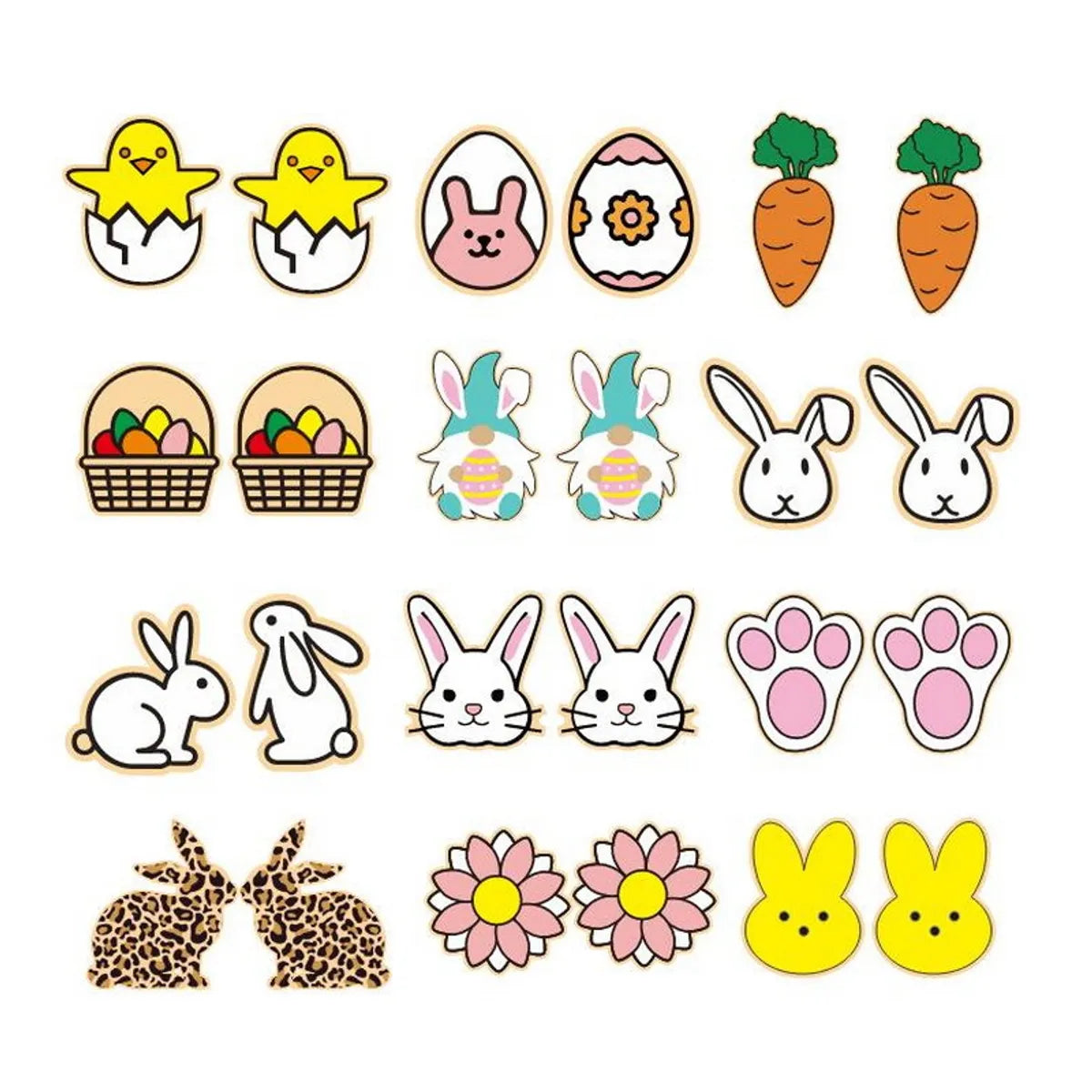 1 Pair Cartoon Style Animal Wood Easter Women's Girl's Ear Studs