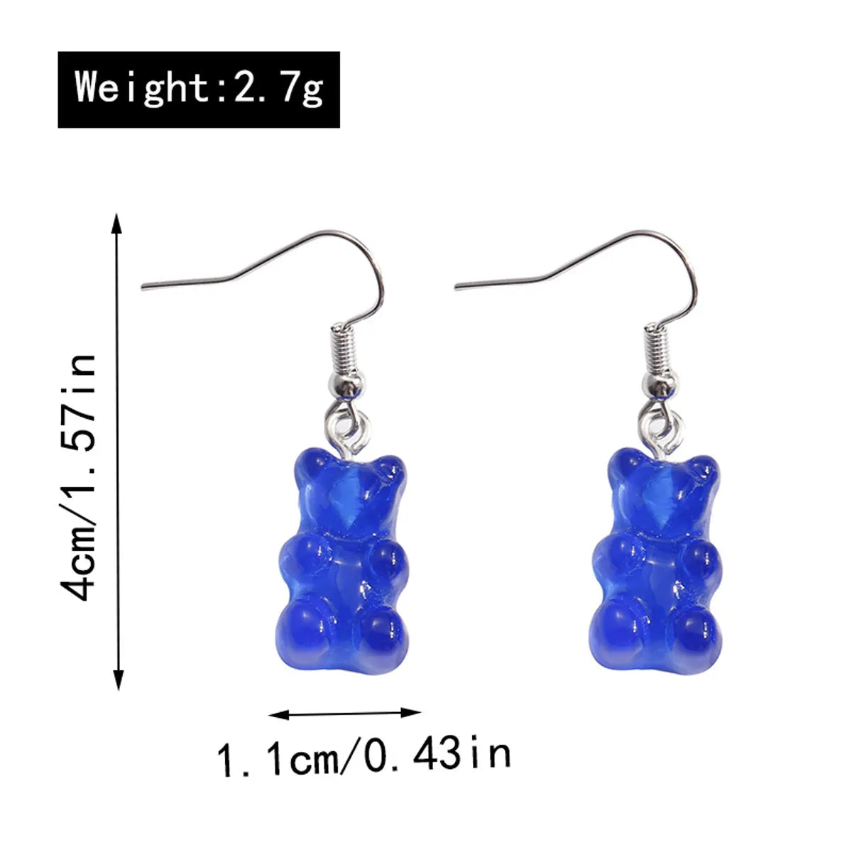 1 Pair Cartoon Style Bear Plastic Drop Earrings