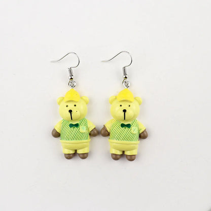 1 Pair Cartoon Style Bear Plastic Resin Drop Earrings