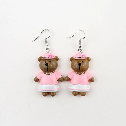 1 Pair Cartoon Style Bear Plastic Resin Drop Earrings