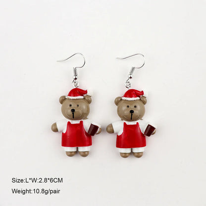 1 Pair Cartoon Style Bear Plastic Resin Drop Earrings