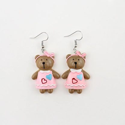 1 Pair Cartoon Style Bear Plastic Resin Drop Earrings