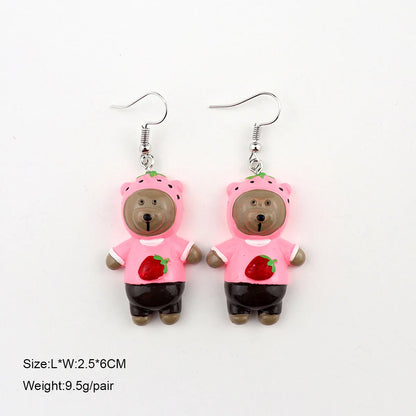 1 Pair Cartoon Style Bear Plastic Resin Drop Earrings