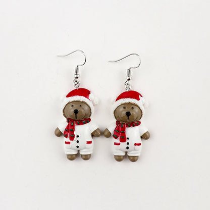 1 Pair Cartoon Style Bear Plastic Resin Drop Earrings