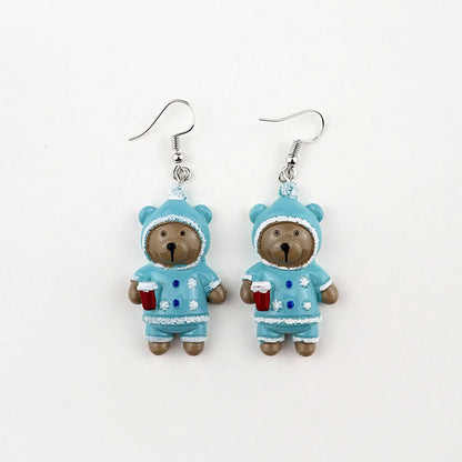 1 Pair Cartoon Style Bear Plastic Resin Drop Earrings