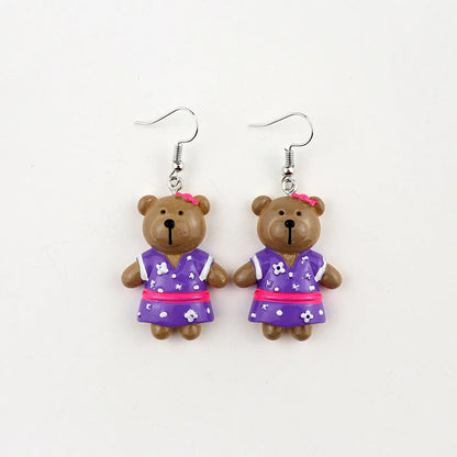 1 Pair Cartoon Style Bear Plastic Resin Drop Earrings