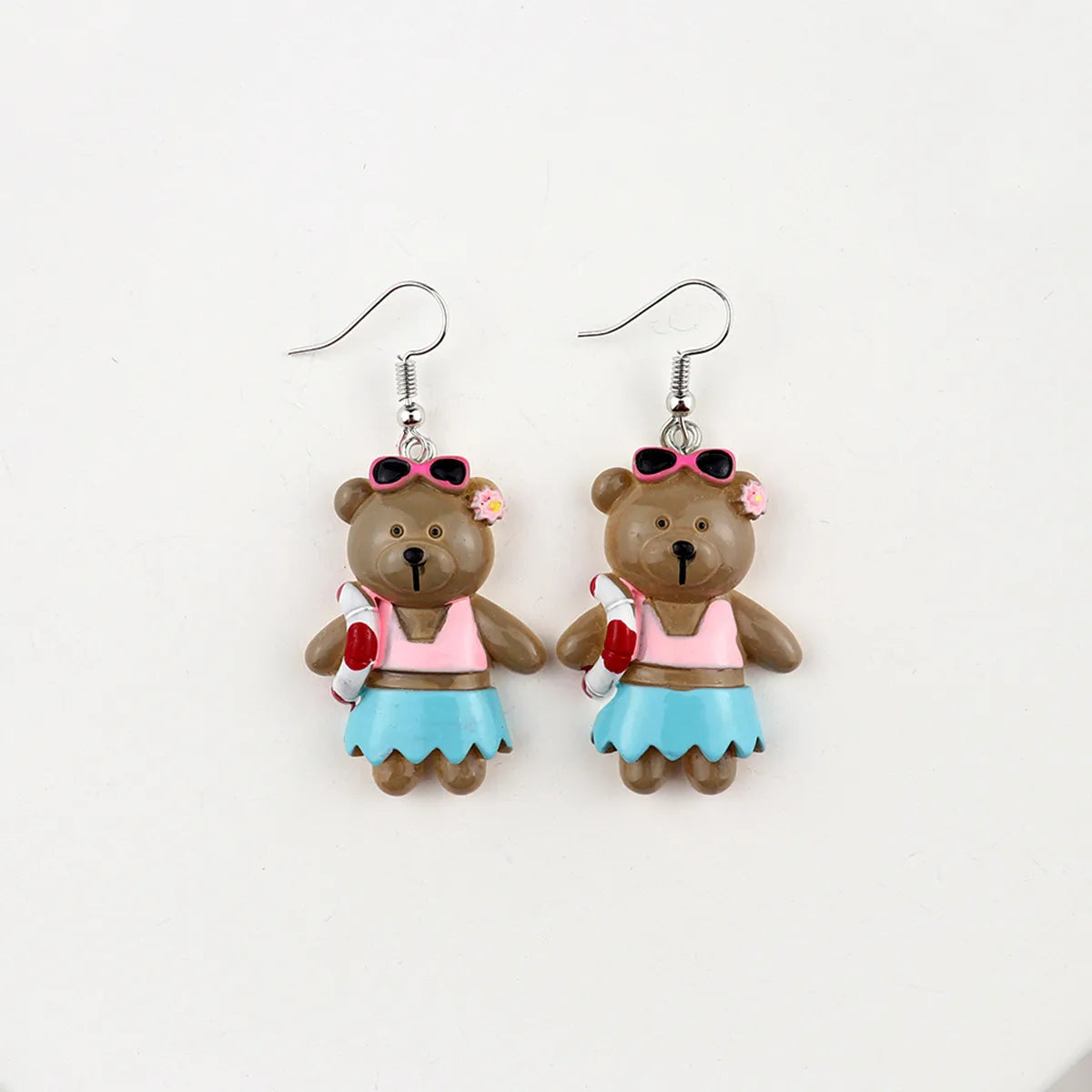 1 Pair Cartoon Style Bear Plastic Resin Drop Earrings