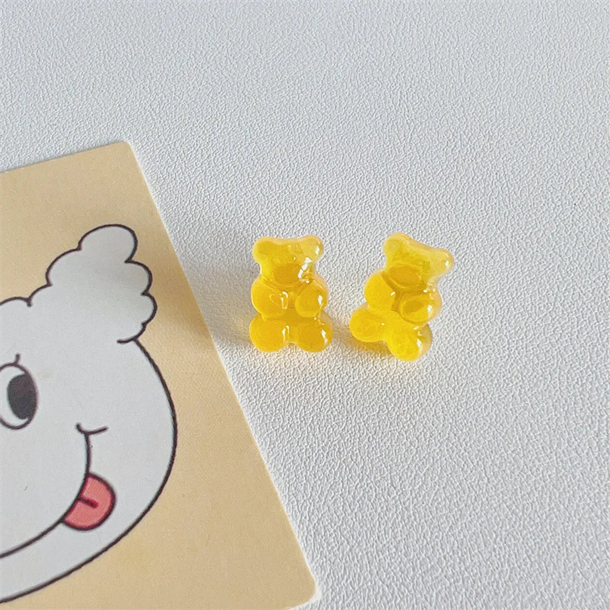 1 Pair Cartoon Style Bear Plastic Resin Women'S Rings Earrings