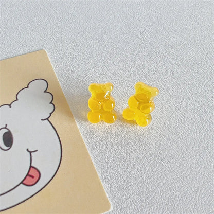 1 Pair Cartoon Style Bear Plastic Resin Women'S Rings Earrings