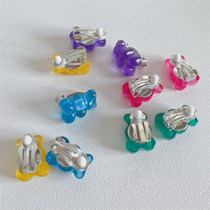 1 Pair Cartoon Style Bear Plastic Resin Women'S Rings Earrings