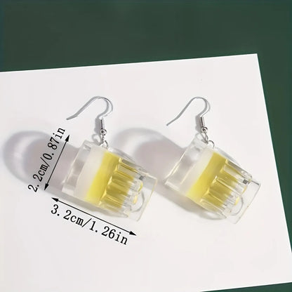 1 Pair Cartoon Style Beer Resin Drop Earrings