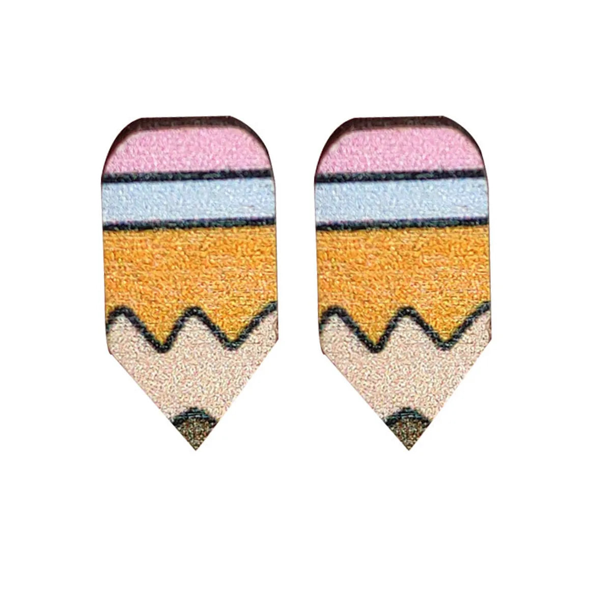 1 Pair Cartoon Style Book Rainbow Pencil Wood Women's Ear Studs