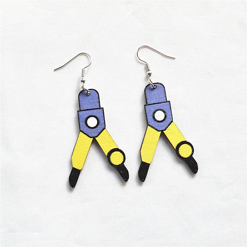 1 Pair Cartoon Style Book Wood Metal Drop Earrings