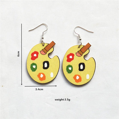 1 Pair Cartoon Style Book Wood Metal Drop Earrings