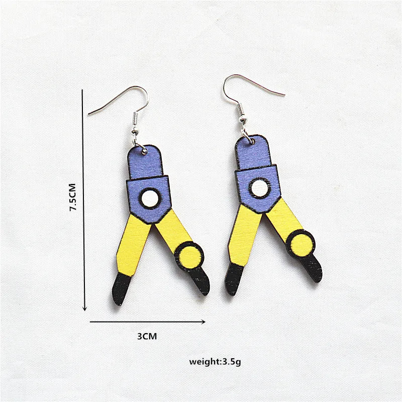 1 Pair Cartoon Style Book Wood Metal Drop Earrings