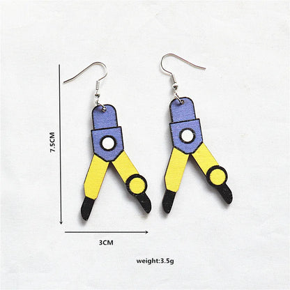 1 Pair Cartoon Style Book Wood Metal Drop Earrings