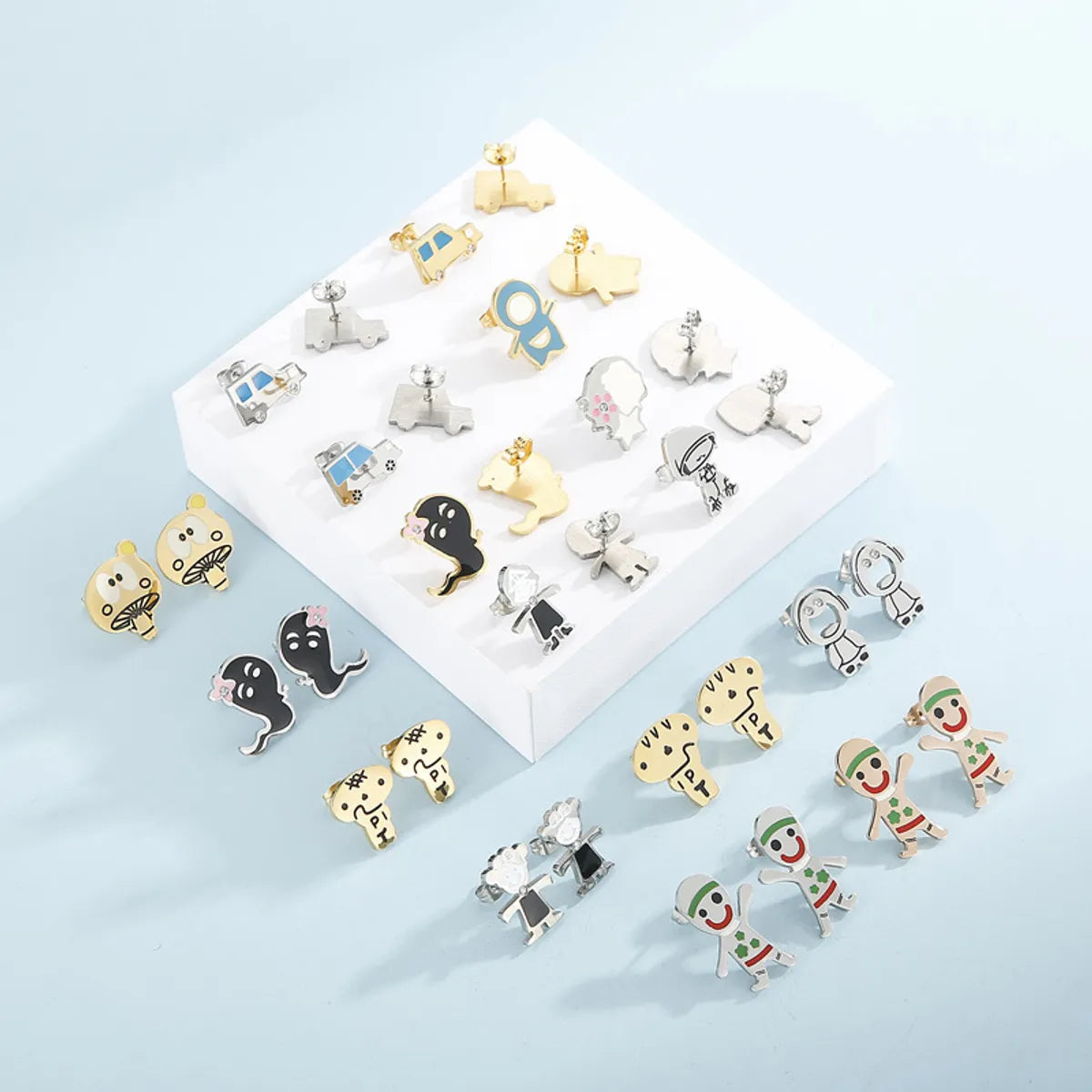 1 Pair Cartoon Style Cartoon Character Plating Titanium Steel Ear Studs