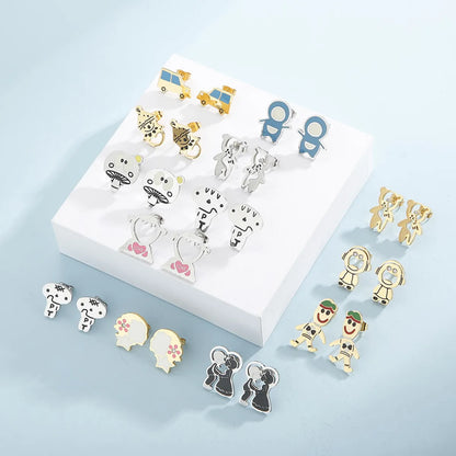 1 Pair Cartoon Style Cartoon Character Plating Titanium Steel Ear Studs