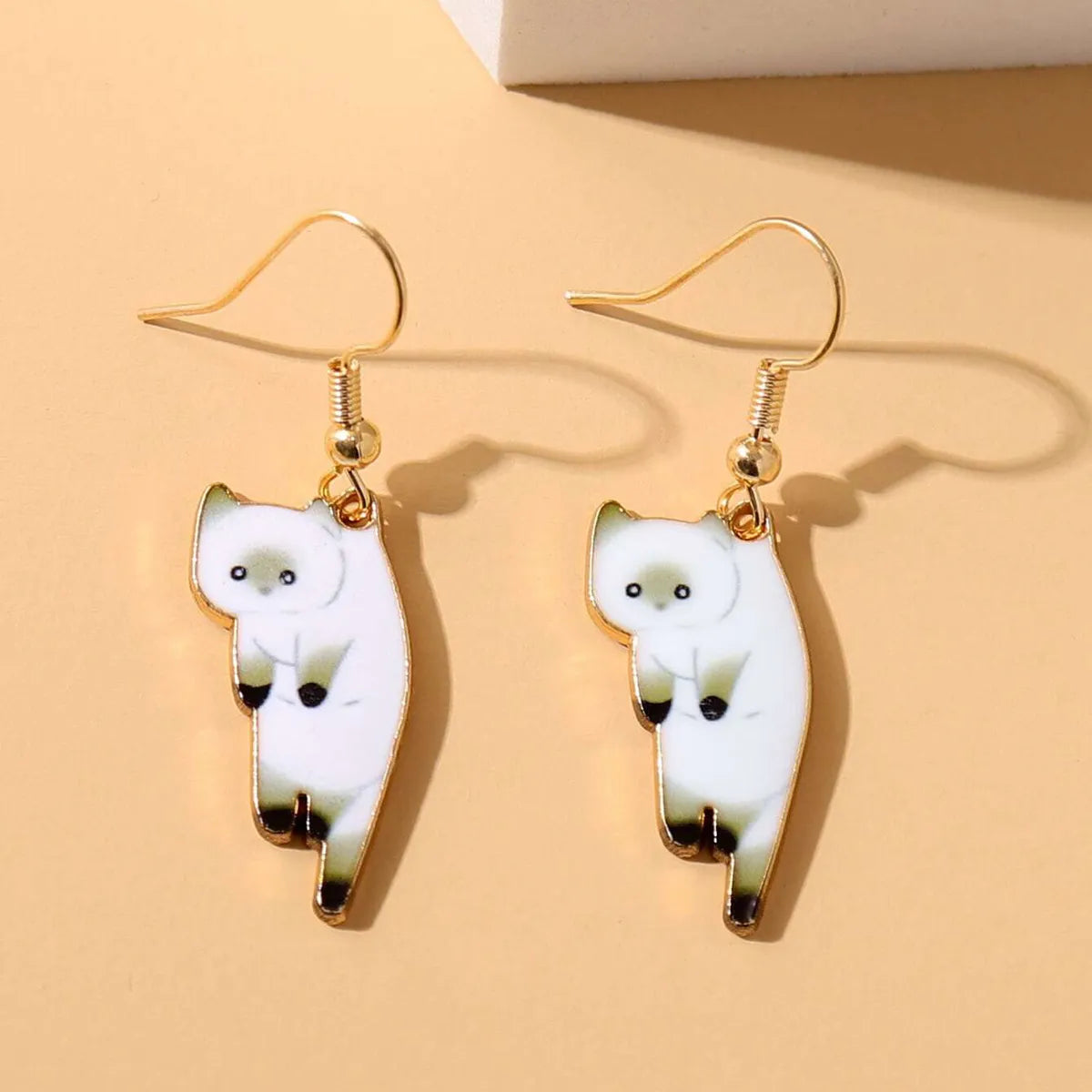 1 Pair Cartoon Style Cat Alloy Plating Women's Drop Earrings