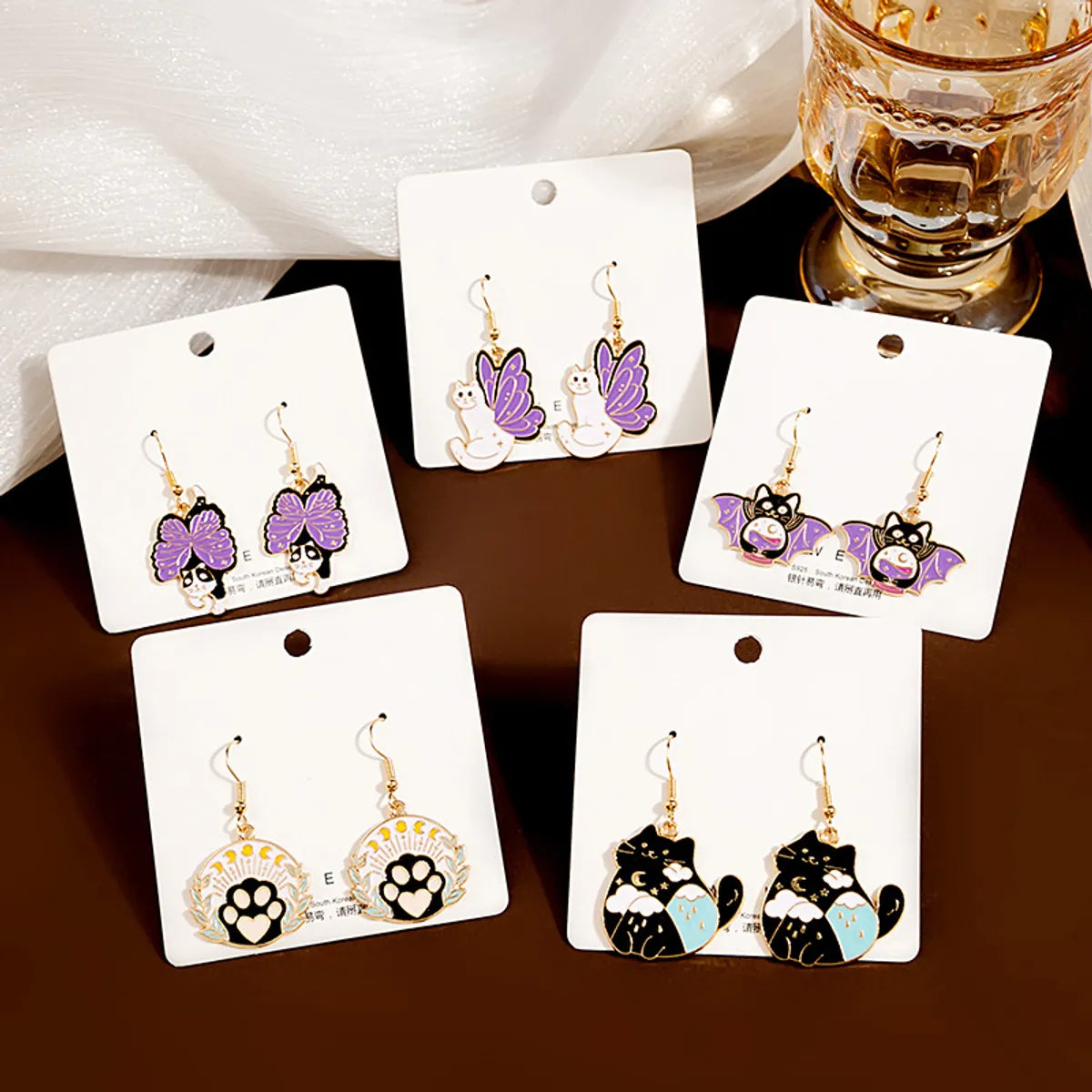 1 Pair Cartoon Style Cat Alloy Plating Women's Earrings