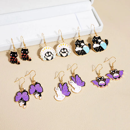 1 Pair Cartoon Style Cat Alloy Plating Women's Earrings