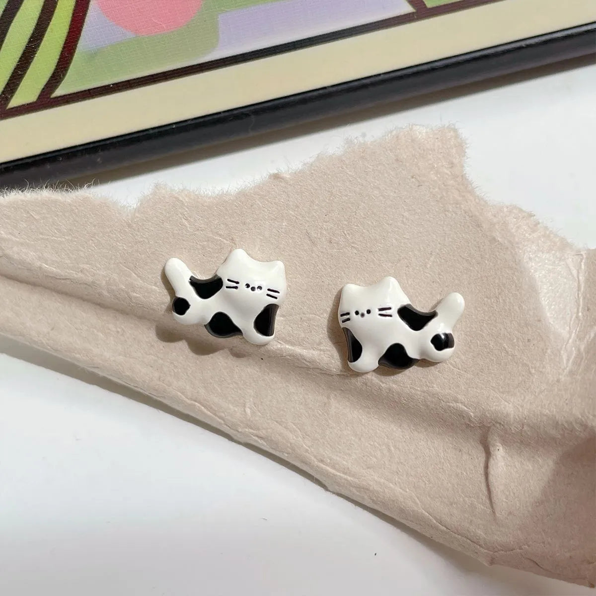 1 Pair Cartoon Style Cat Enamel Alloy Ear Studs