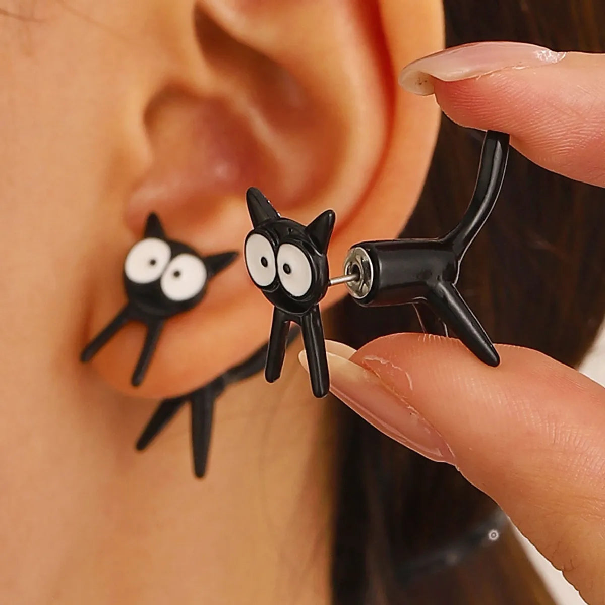 1 Pair Cartoon Style Cat Plating Alloy Ear Studs