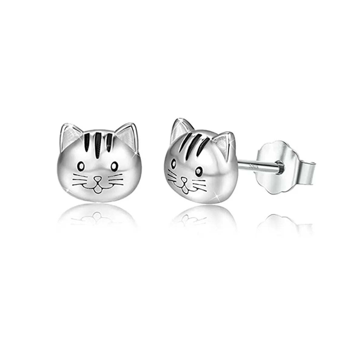 1 Pair Cartoon Style Cat Plating Copper Ear Studs