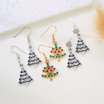 1 Pair Cartoon Style Christmas Hat Christmas Tree Santa Claus Plating Alloy Drop Earrings