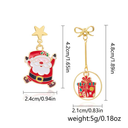 1 Pair Cartoon Style Christmas Hat Christmas Tree Santa Claus Plating Alloy Drop Earrings