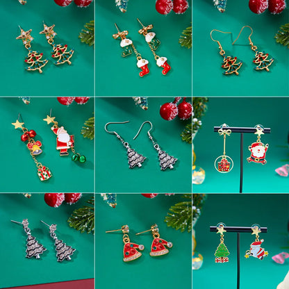 1 Pair Cartoon Style Christmas Hat Christmas Tree Santa Claus Plating Alloy Drop Earrings